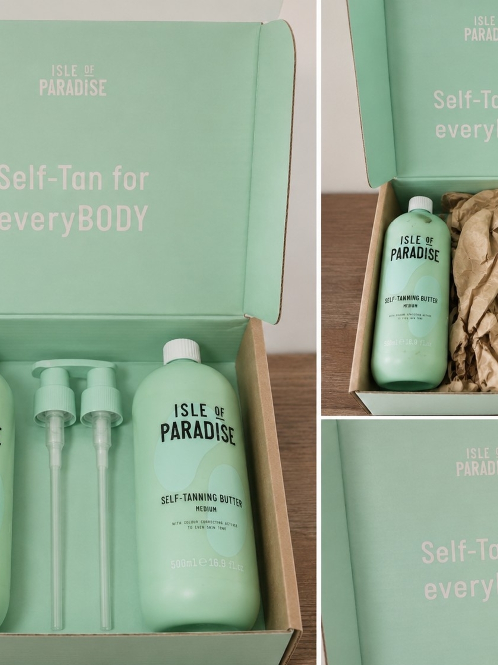 Isle of Paradise Self-Tanning Butter - Mint Green Bottle